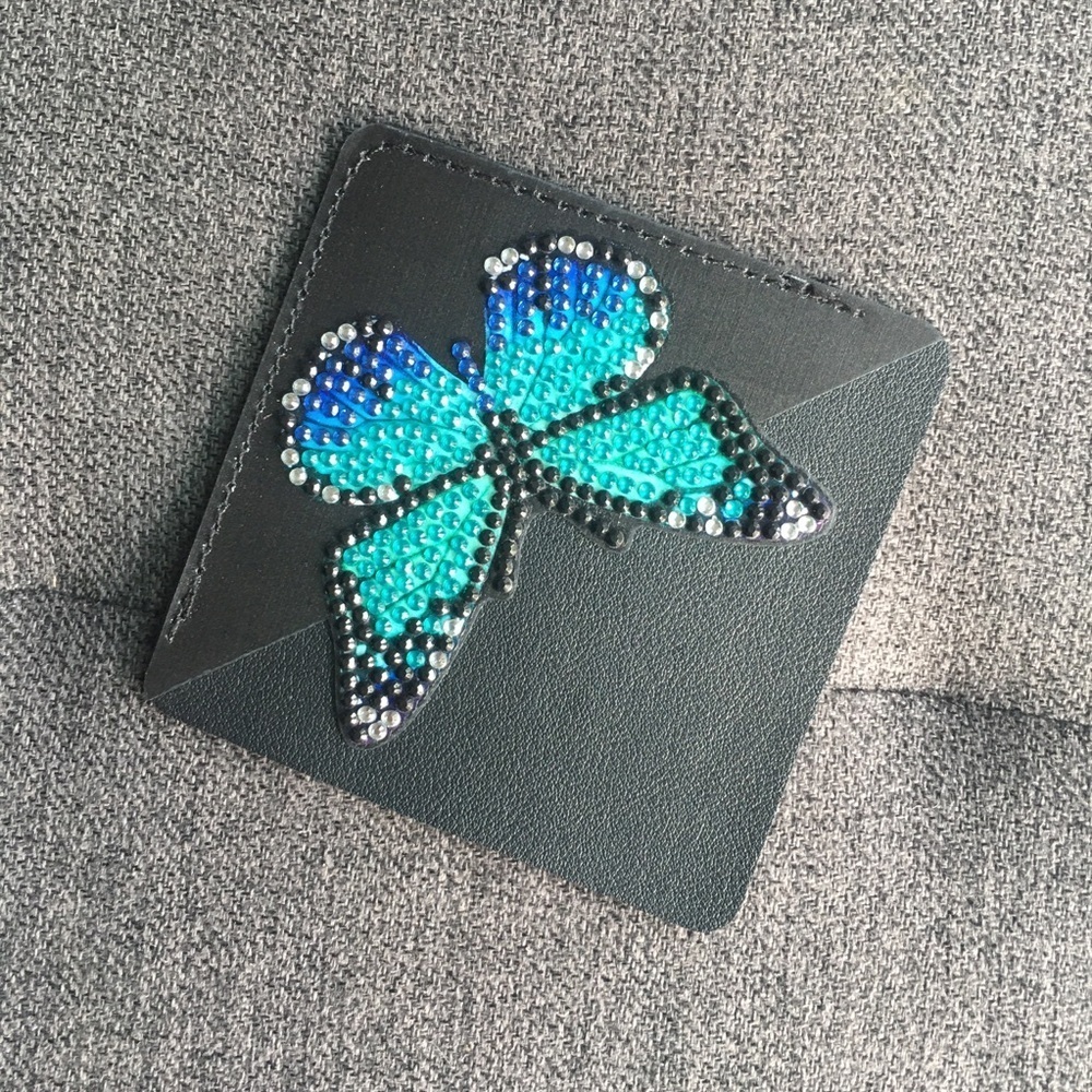 Diamond Art Butterfly Corner Bookmark, Colorful, Sparkly, Bling (TEAL/BLACK) - Picture 5 of 17